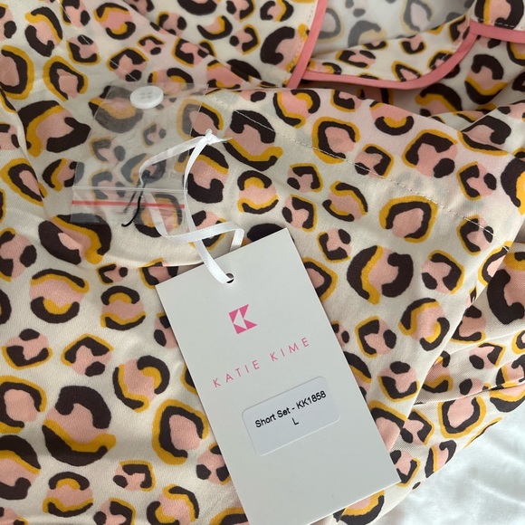 NEW Katie Kime - Leopard Print Pajamas - 50% off Size Large L - Pink and Brown - Picture 4 of 4